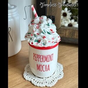 Peppermint Mocha Decor Artificial Whipped